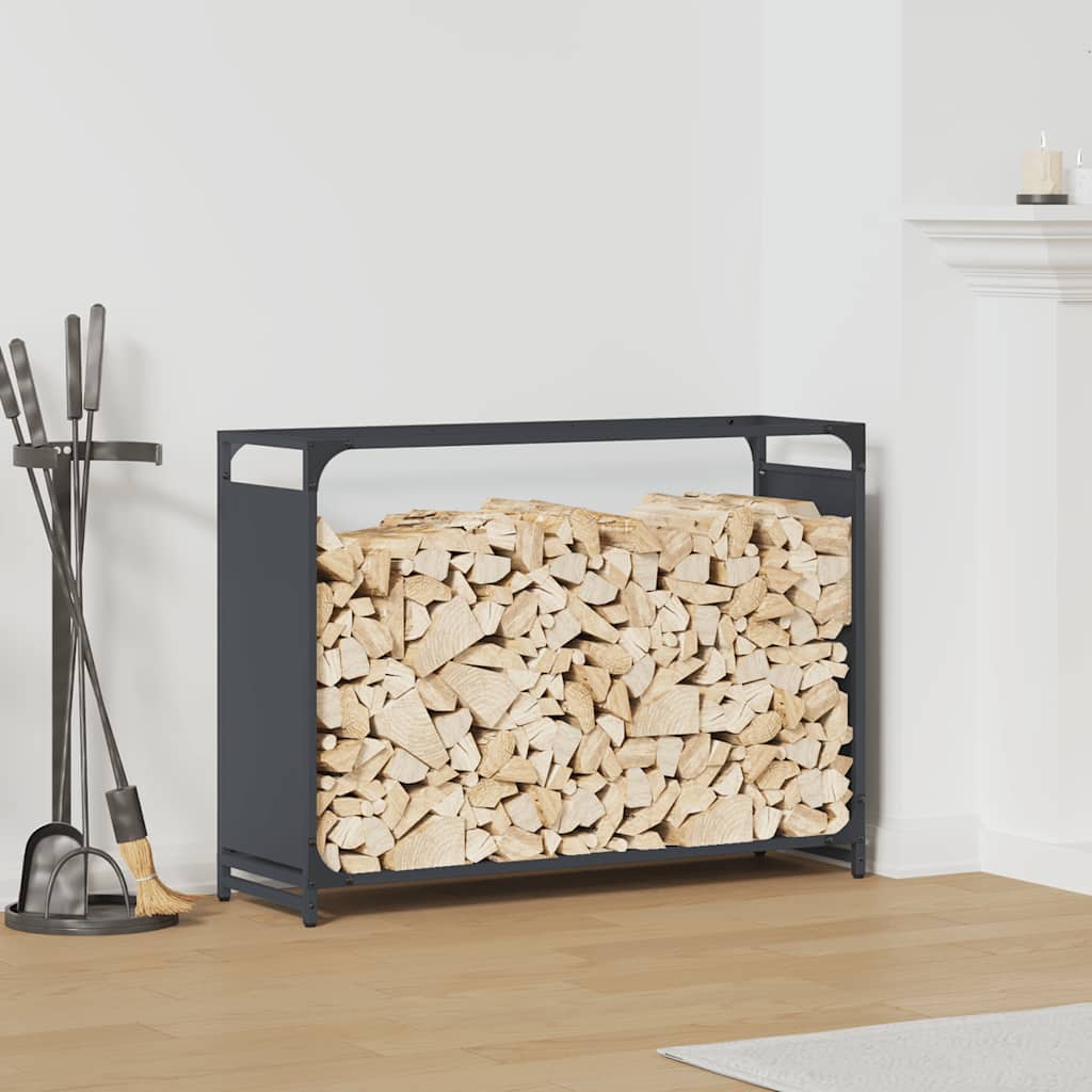 vidaXL Brandhoutrek 44x28x65 cm koudgewalst staal zwart