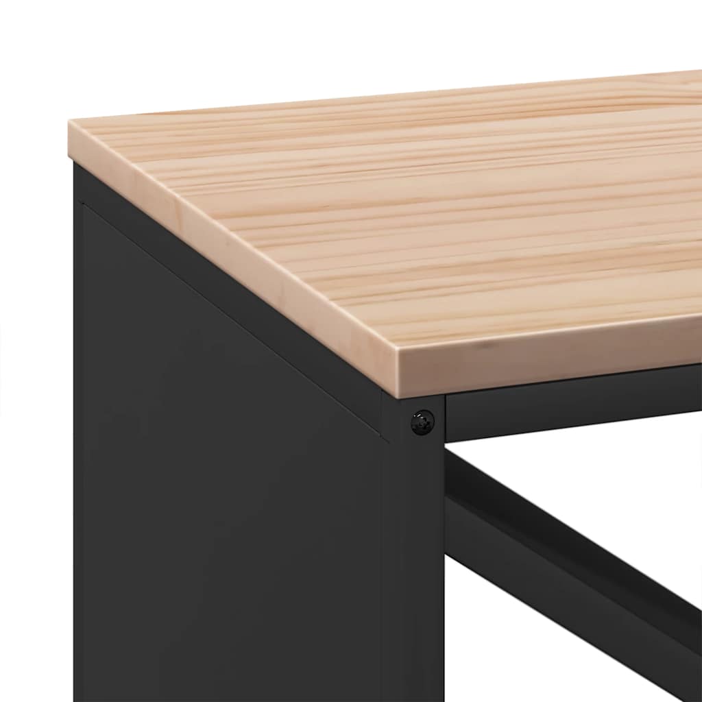 vidaXL Brandhoutrek met houten blad 100,5x35,5x40 cm zwart