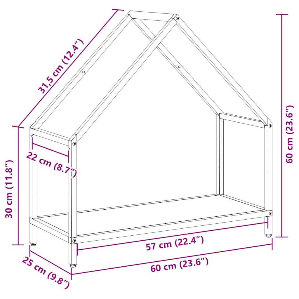 vidaXL Brandhoutrek 40x25x60 cm koudgewalst staal zwart