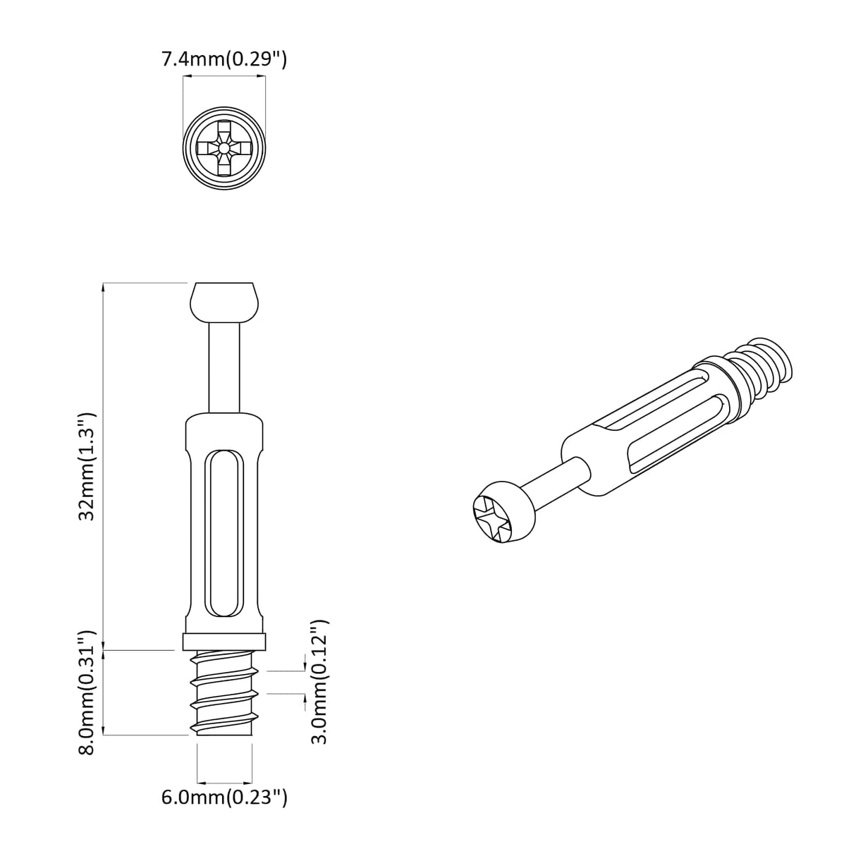 vidaXL Cam Slot Schroef 2 pcs Zilver en Zwart M6 x 40 mm Metaal