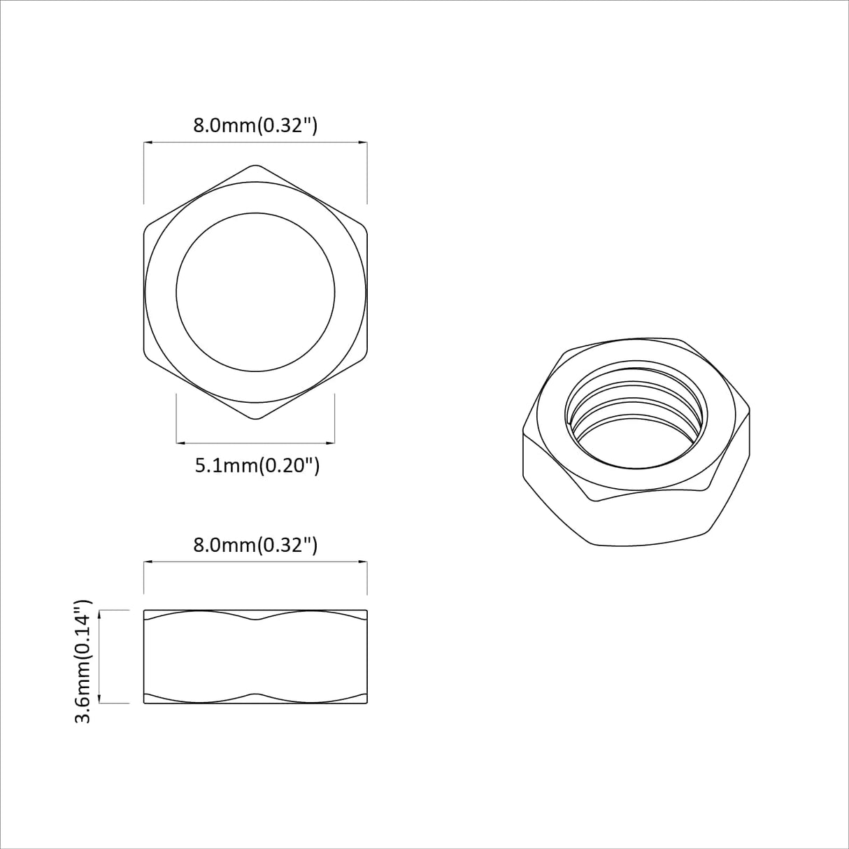 vidaXL Hex Moer 2 pcs Zilver M6 Metaal