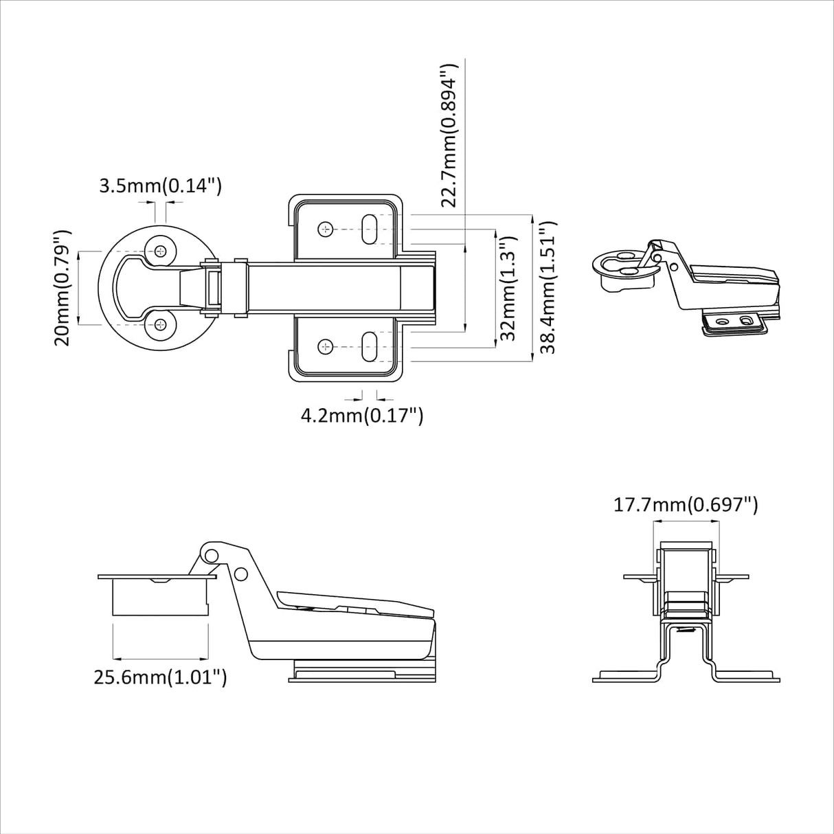 vidaXL Hinge 2 pcs Silver 35 mm Iron