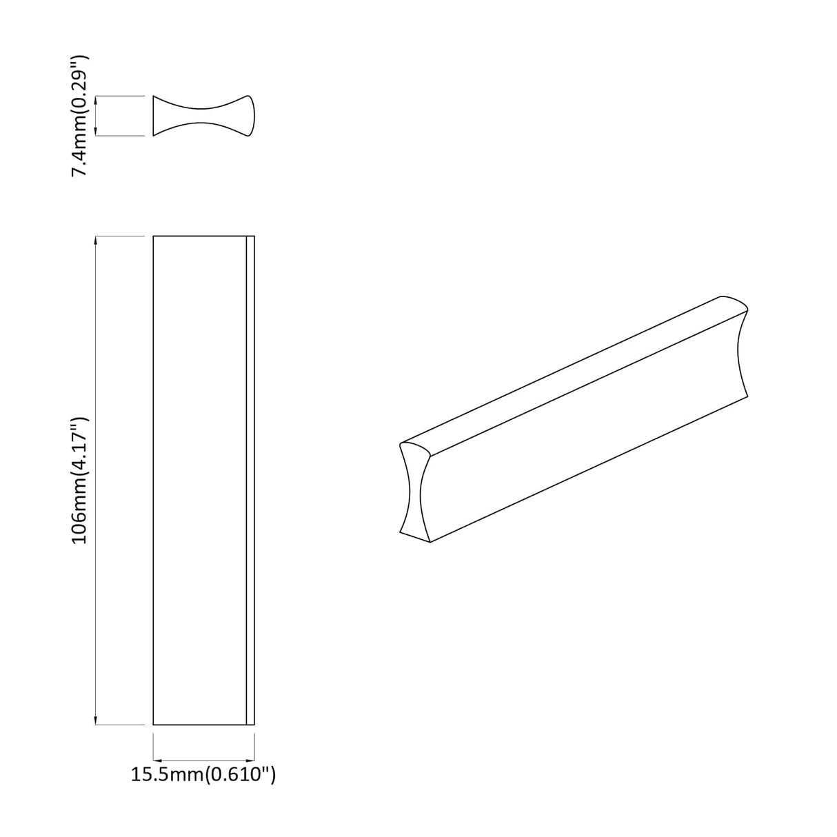 vidaXL Handle 2 pcs Black 106 x 7.4 x 15.5 mm Aluminium