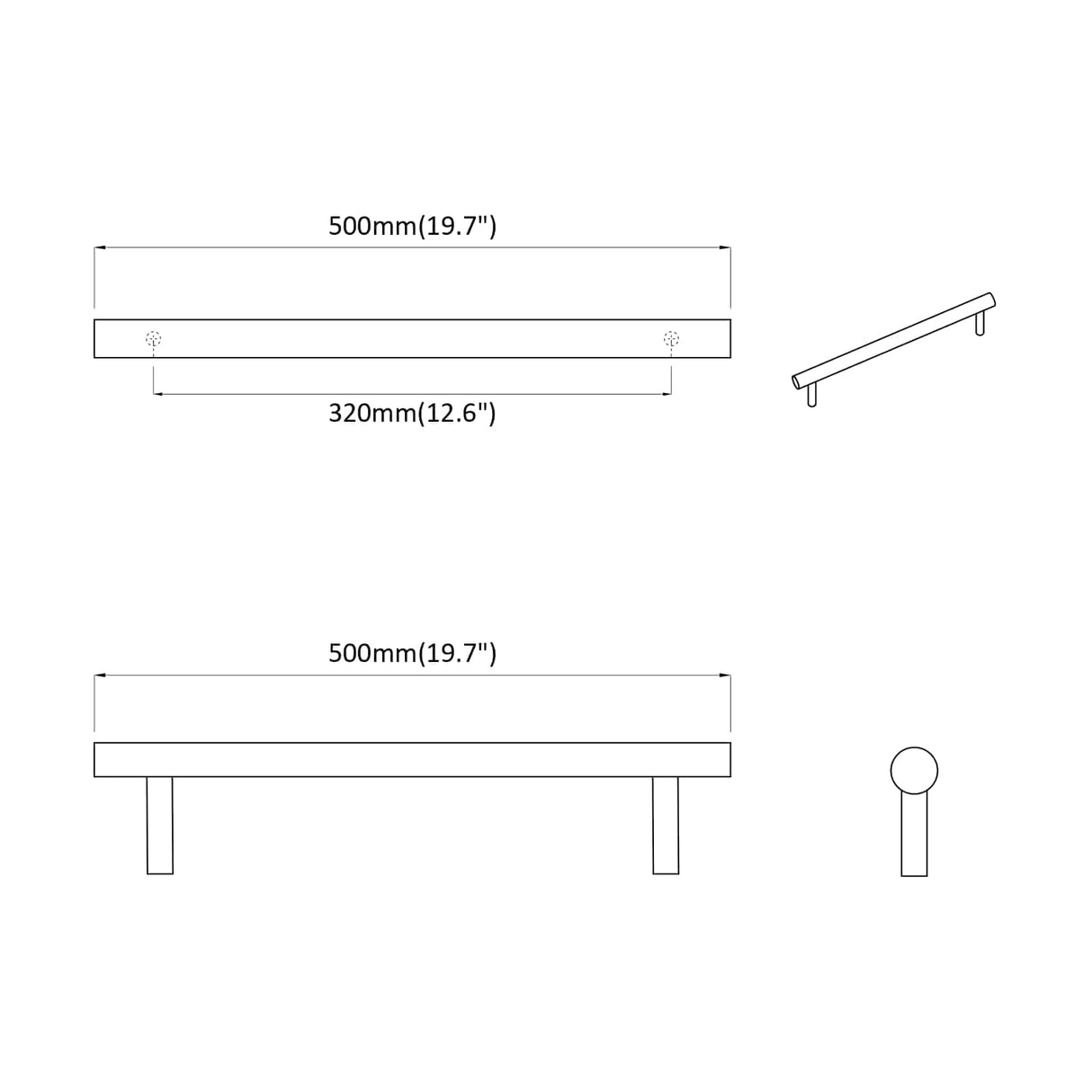 vidaXL Handvat 2 pcs Zilver 500 mm Staal