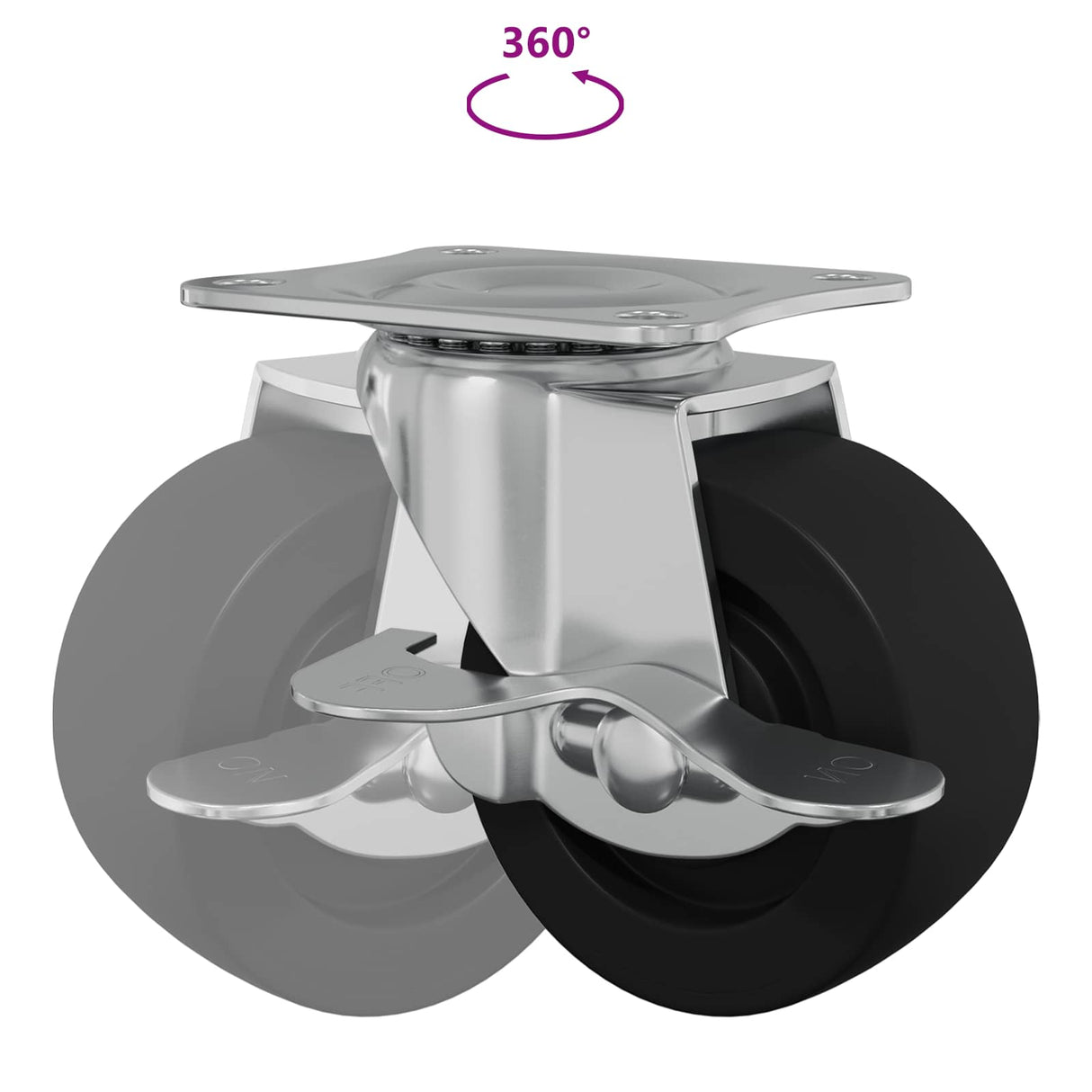 vidaXL Caster 2 pcs Zwart en zilver 50,7 x 50,7 x 24,4 mm Ijs en nylon