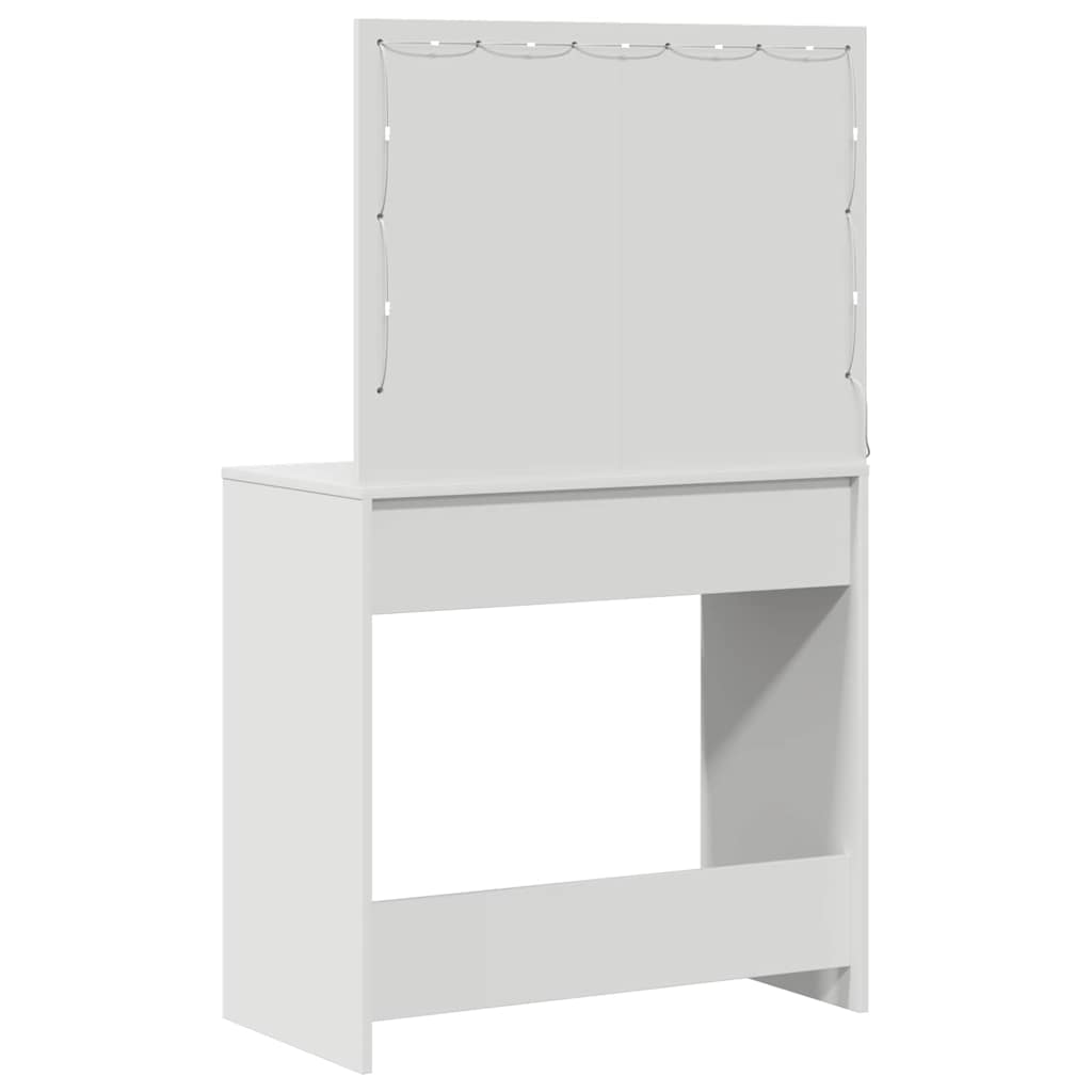 vidaXL Kaptafel met spiegellichten Wit 78,5 x 41 x 135 cm Bewerkt hout