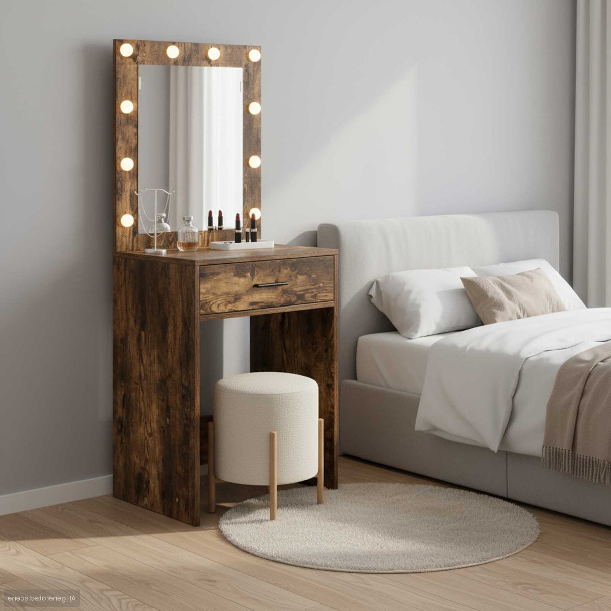 vidaXL Kaptafel met spiegellichten Wit 78,5 x 41 x 135 cm Bewerkt hout