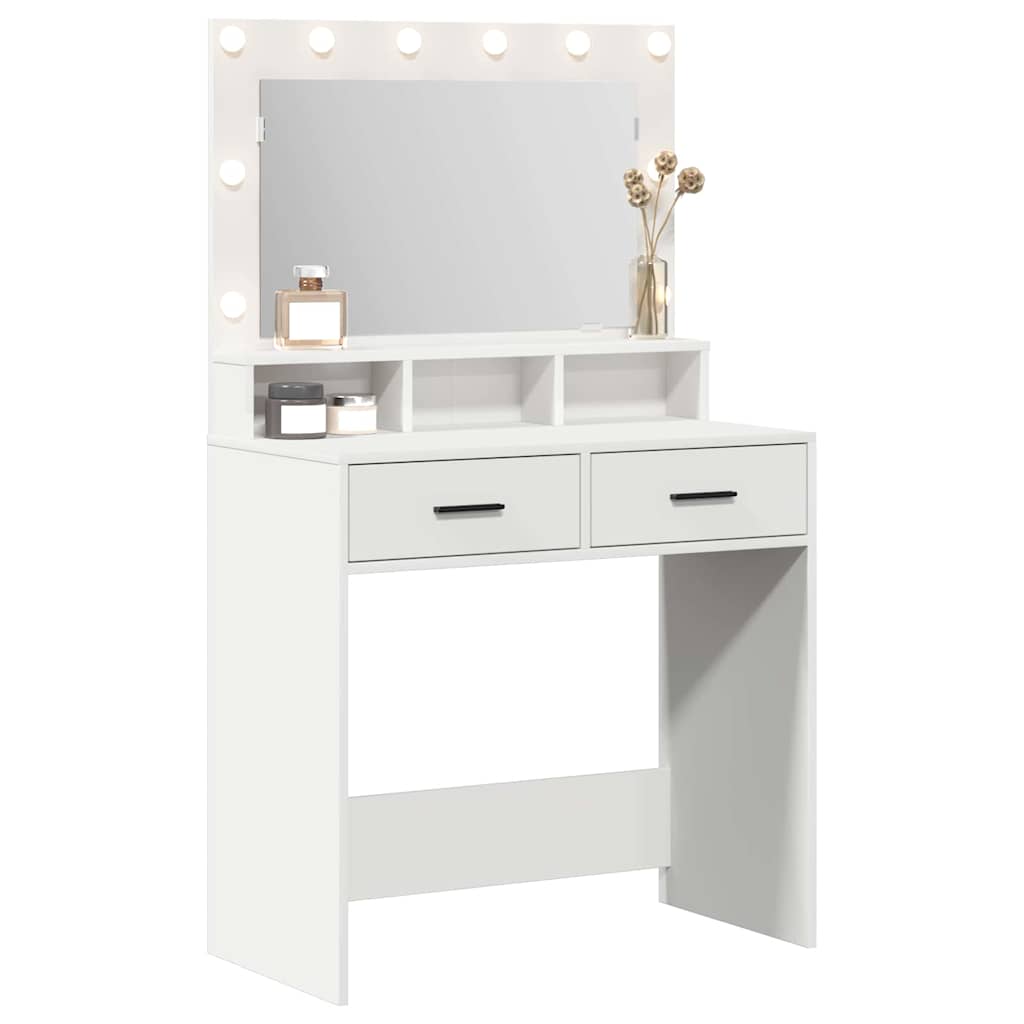 vidaXL Kaptafel met spiegellichten Wit 79 x 41 x 135 cm Bewerkt hout
