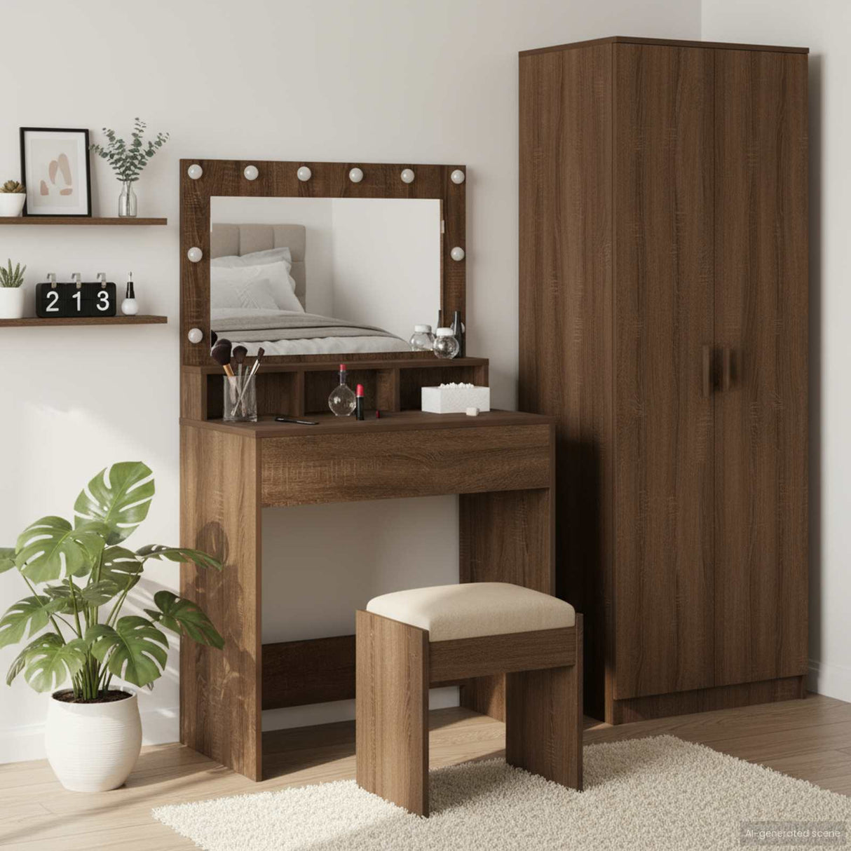 vidaXL Kaptafel met spiegellichten Wit 100 x 41 x 135 cm Bewerkt hout