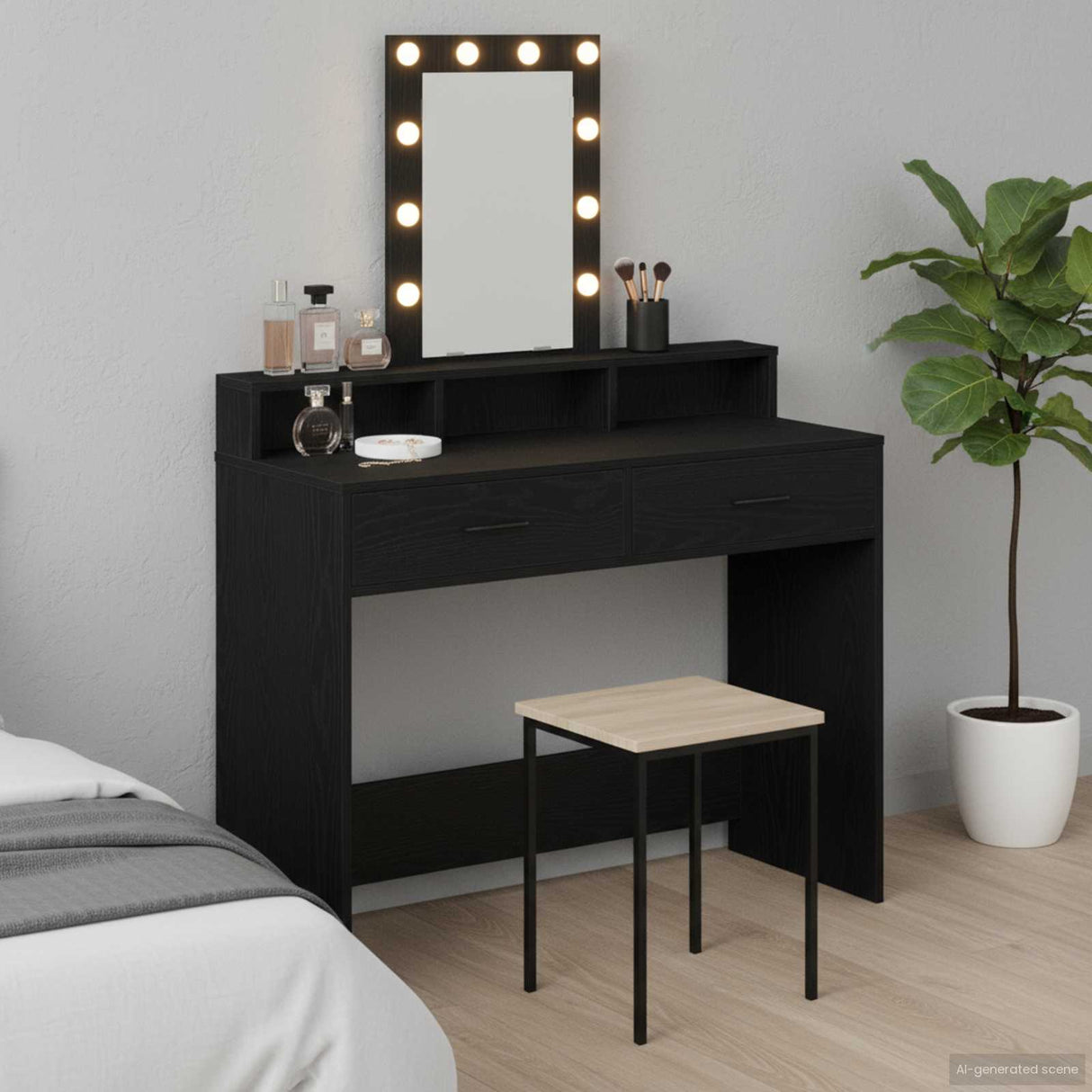 vidaXL Kaptafel met spiegellichten Wit 50 x 41 x 140 cm Bewerkt hout