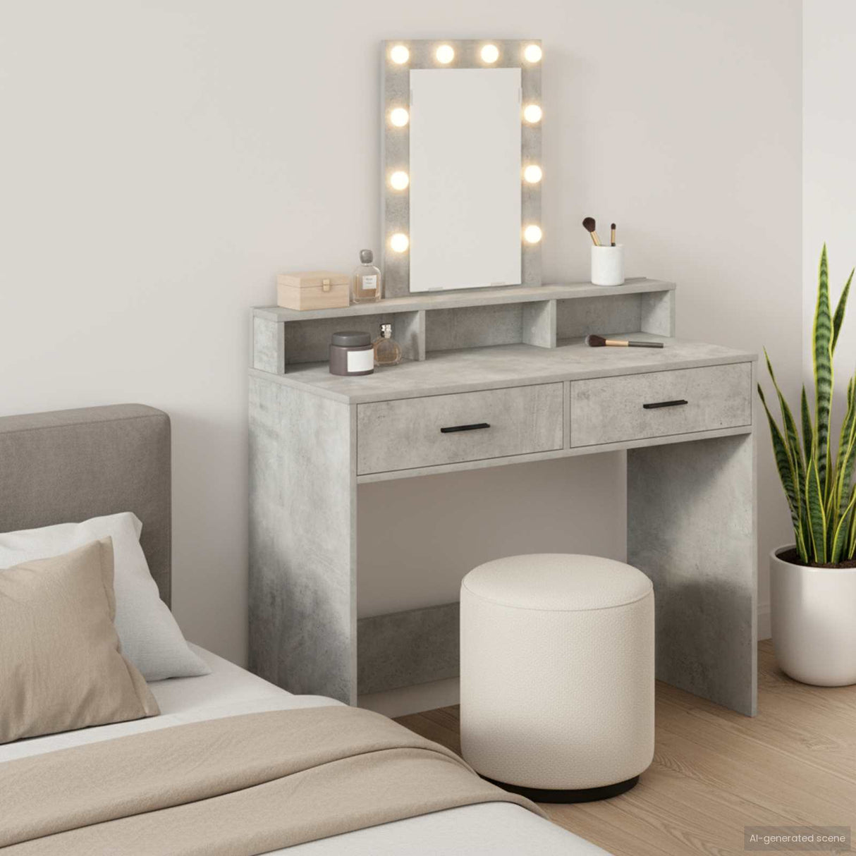 vidaXL Kaptafel met spiegellichten Wit 50 x 41 x 140 cm Bewerkt hout