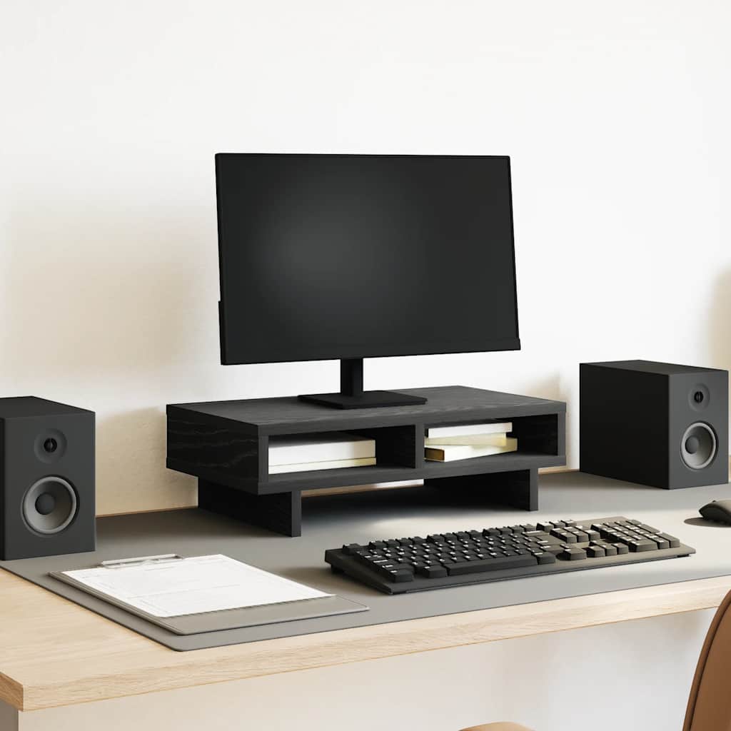 vidaXL Monitorstand met plank Zwart 100 x 27 x 15 cm Bewerkt hout