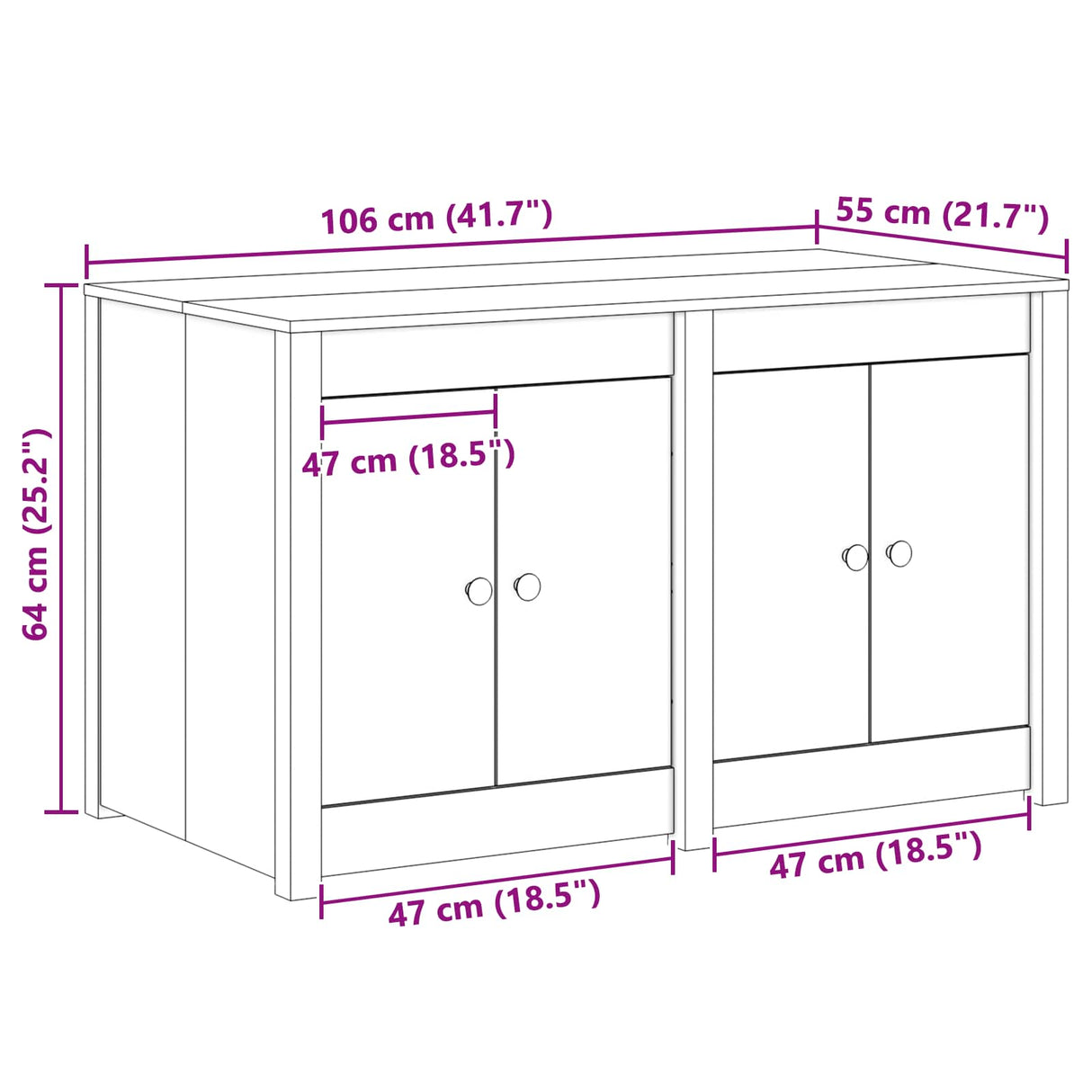 vidaXL Keuken Kast Bruin Eiken 106 x 55 x 64 cm Massief grenenhout