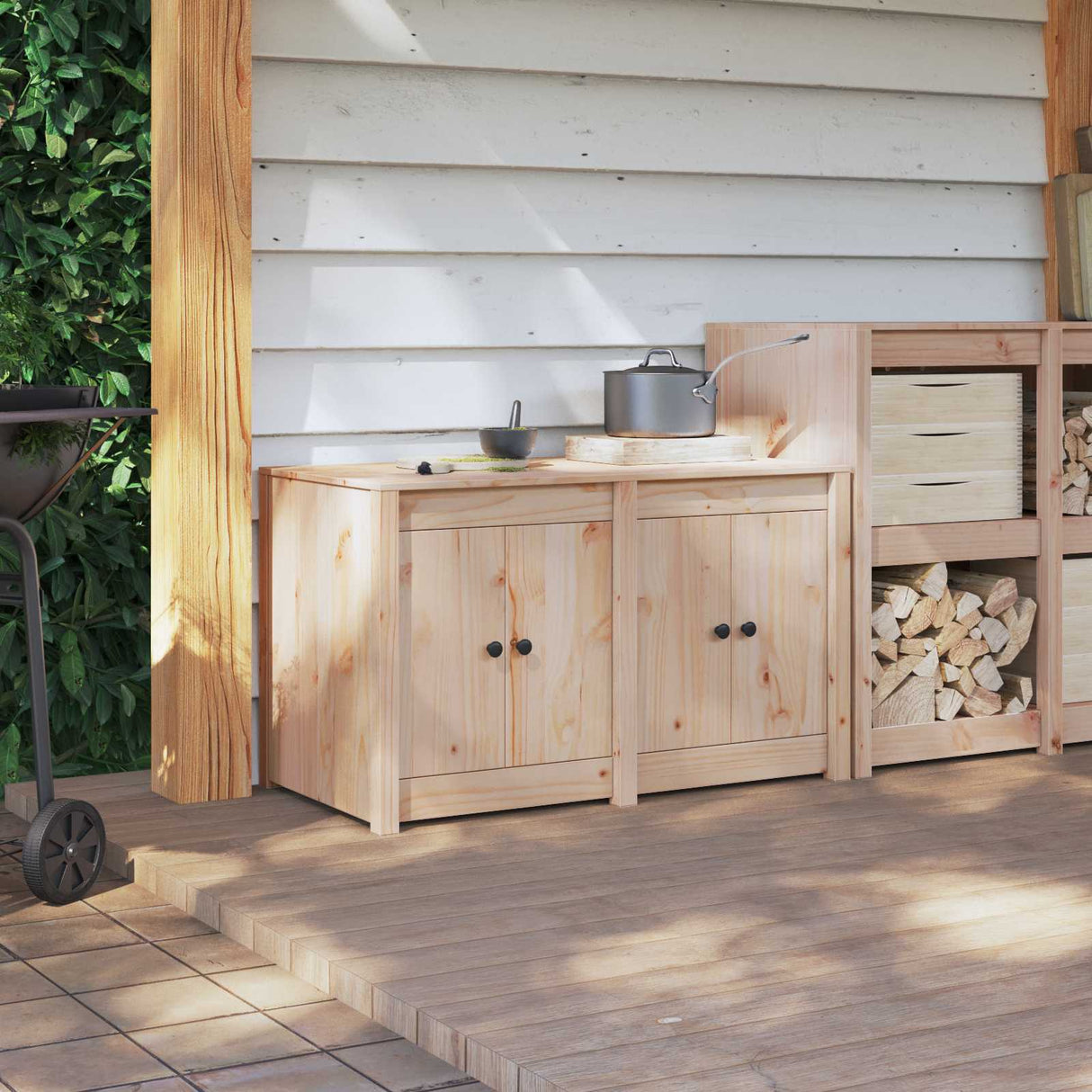 vidaXL Keuken Kast Bruin Eiken 106 x 55 x 64 cm Massief grenenhout
