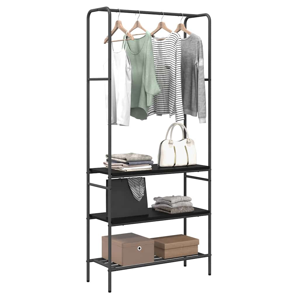 vidaXL Kledingrek Zwart Eiken 77 x 30 x 171 cm Bewerkt hout