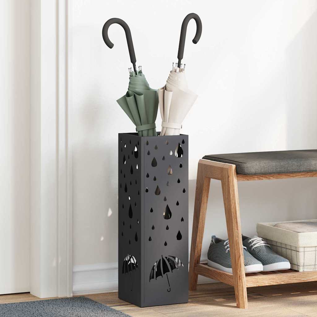 vidaXL Opslaghaak & Rek met opslag Zwart 15,5 x 15,5 x 49 cm Metaal