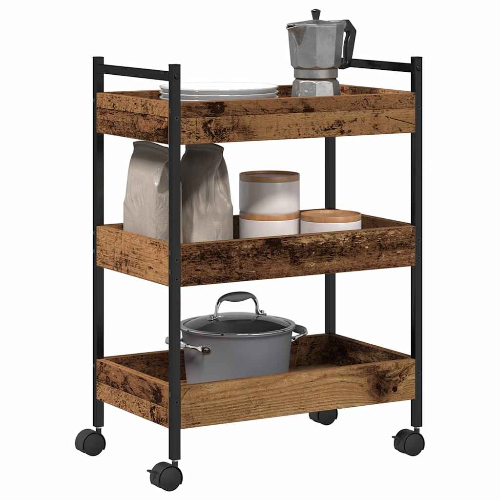 vidaXL Kitchen Trolley 50x30x70 cm Engineered Wood Black