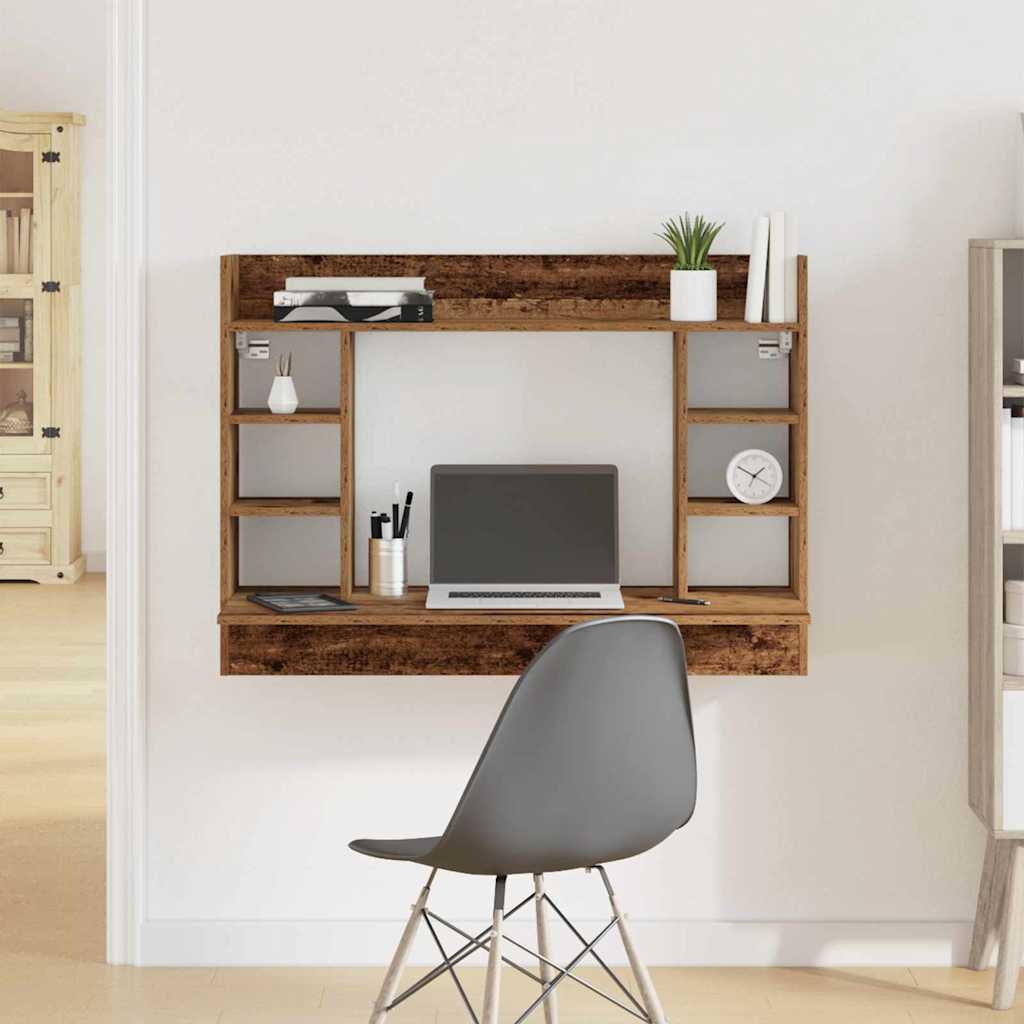 vidaXL Wandbureau 105x48x75 cm bewerkt hout wit