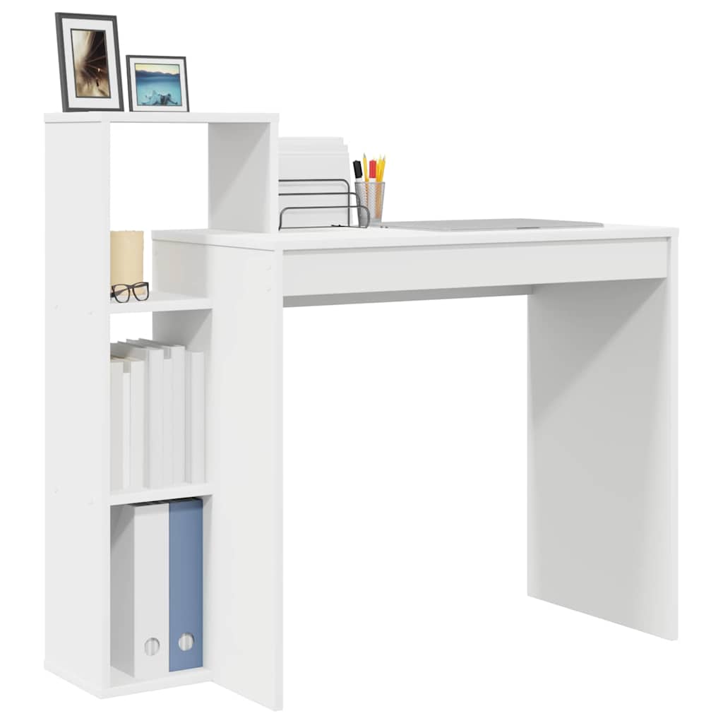 vidaXL Bureau met plank met opslag Wit 100 x 40 x 90 cm Bewerkt hout