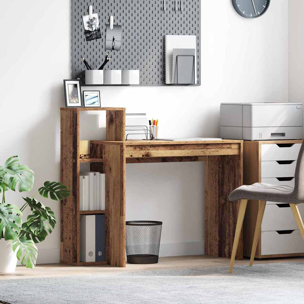 vidaXL Bureau met plank met opslag Wit 100 x 40 x 90 cm Bewerkt hout