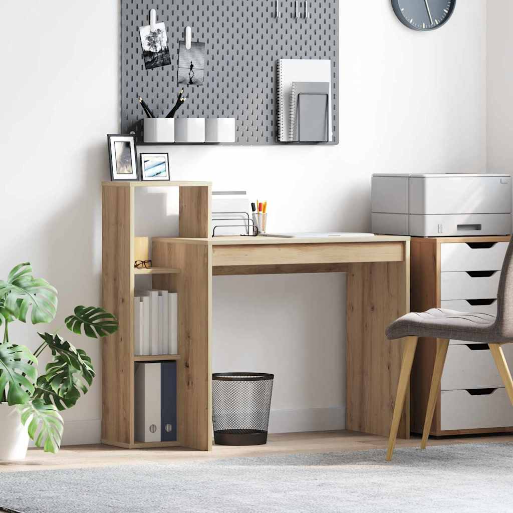 vidaXL Bureau met plank met opslag Wit 100 x 40 x 90 cm Bewerkt hout