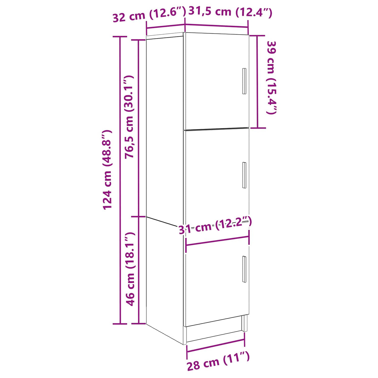 vidaXL Highboard Wit 31.5 x 32 x 122.5 cm