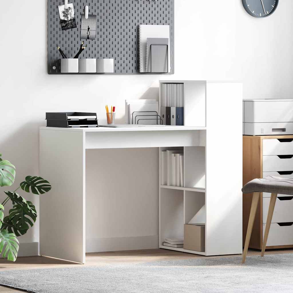 vidaXL Bureau met plank Wit 108 x 55 x 103.5 cm Bewerkt hout
