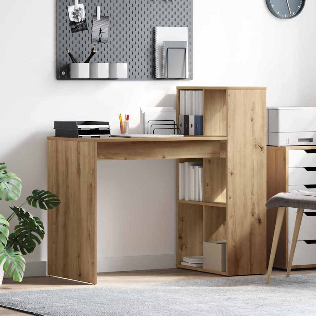 vidaXL Bureau met plank Wit 108 x 55 x 103.5 cm Bewerkt hout