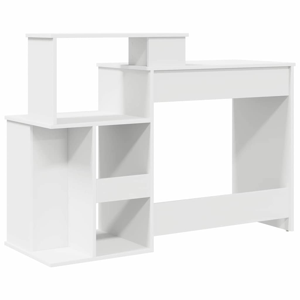 vidaXL Bureau met lade met plank Wit 120,5 x 44 x 88,5 cm Bewerkt hout