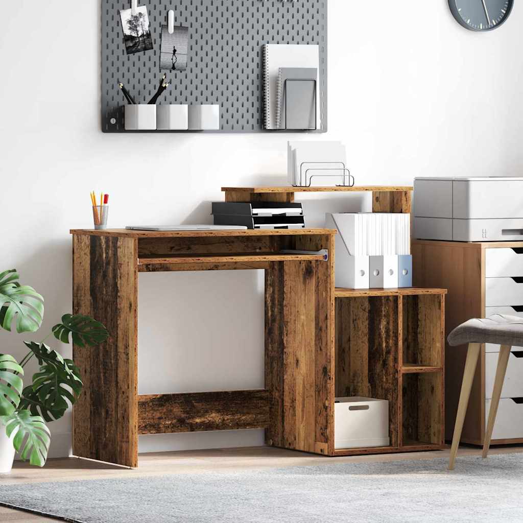 vidaXL Bureau met lade met plank Wit 120,5 x 44 x 88,5 cm Bewerkt hout