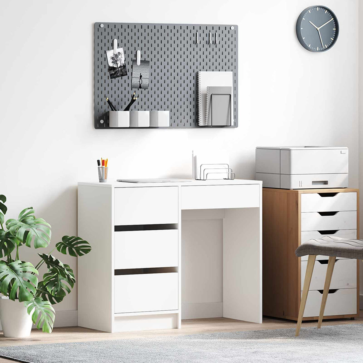 vidaXL Bureau met lade met opslag Wit 90 x 37.5 x 75 cm Bewerkt hout