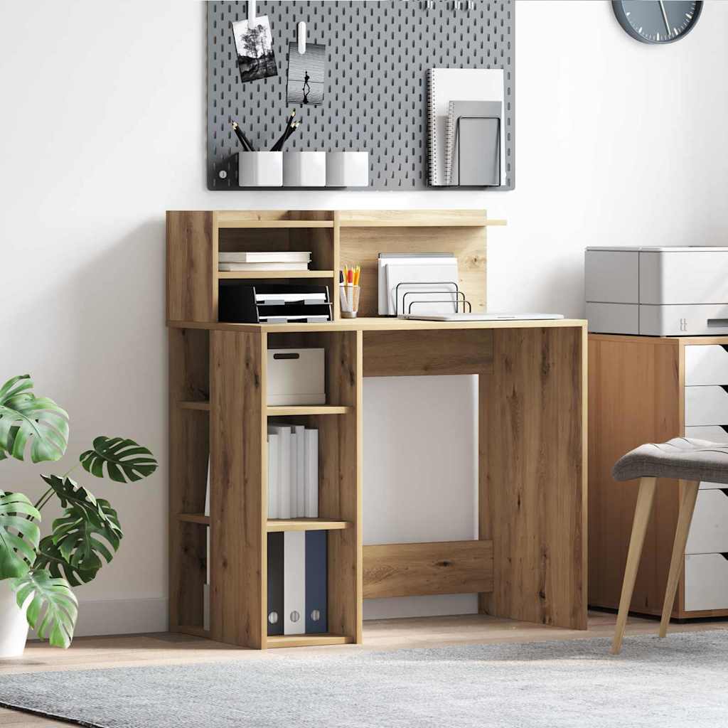 vidaXL Bureau met plank met opslag Wit 90 x 48 x 101,5 cm Bewerkt hout