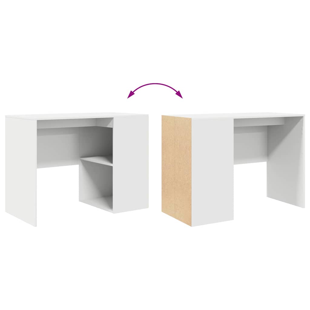 vidaXL Desk with Shelf Storage White 102x50x75 cm Engineered Wood