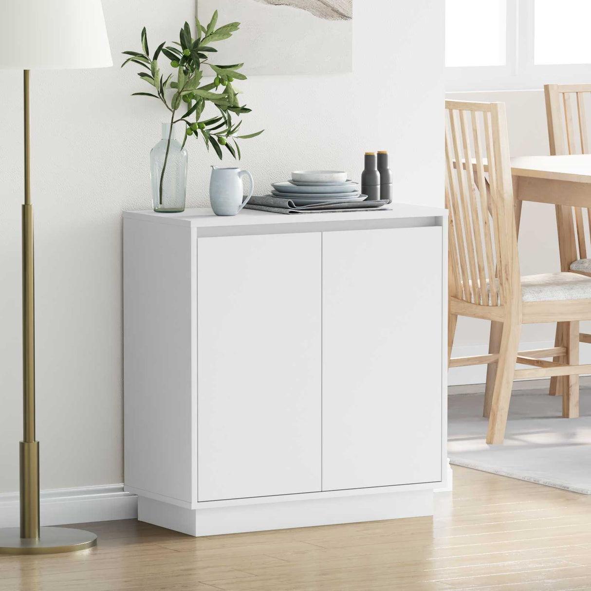 vidaXL LED Dressoir voor Wit 71 x 34,5 x 75 cm Bewerkt hout
