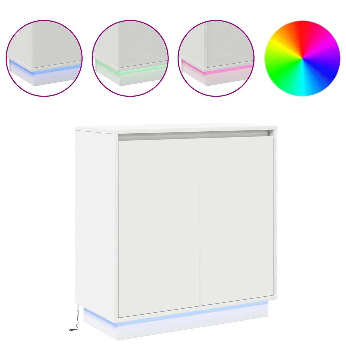vidaXL LED Dressoir voor Wit 71 x 34,5 x 75 cm Bewerkt hout