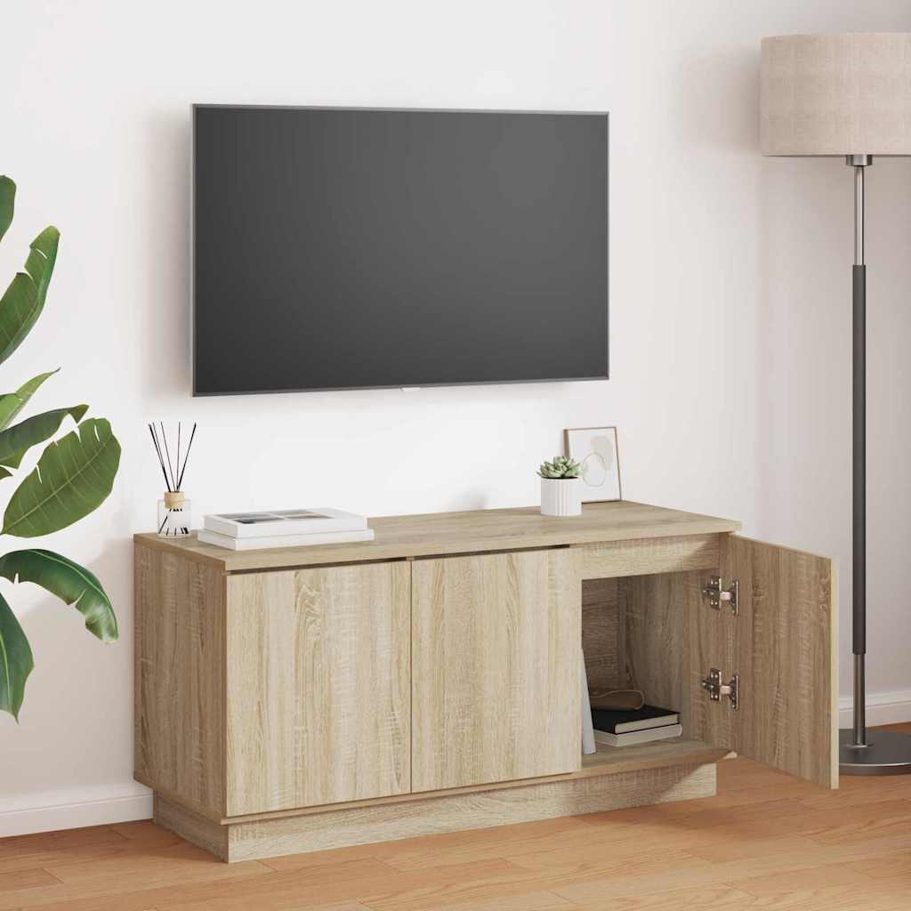 vidaXL TV Cabinet Black Oak 100 x 38 x 49 cm Engineered Wood