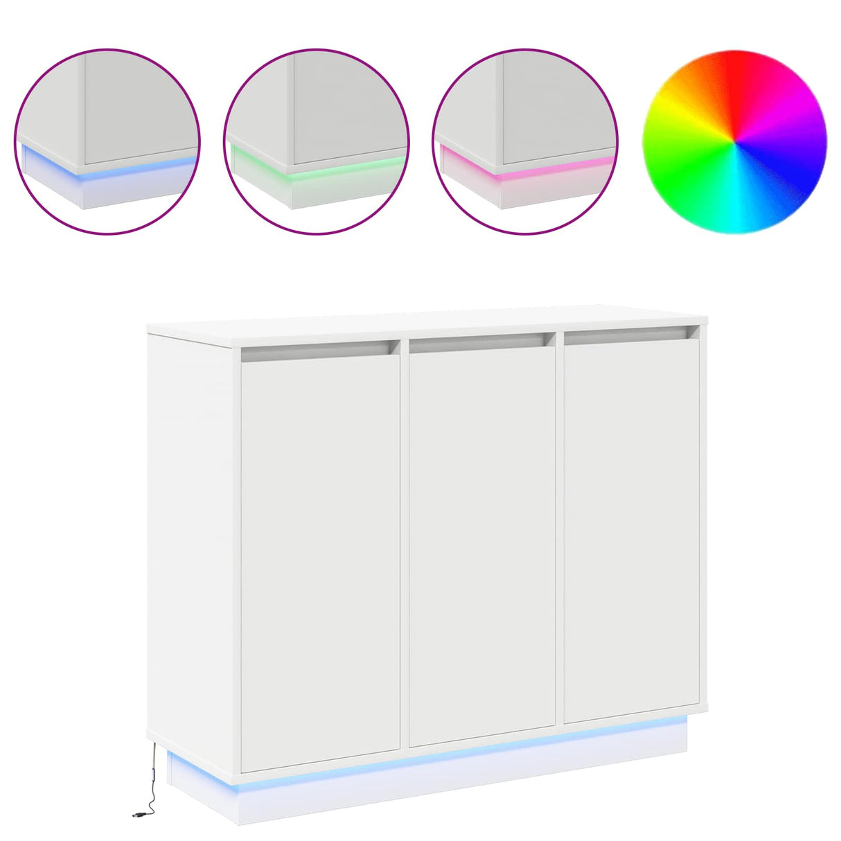 vidaXL LED Dressoir Wit 90 x 32 x 75 cm Bewerkt hout