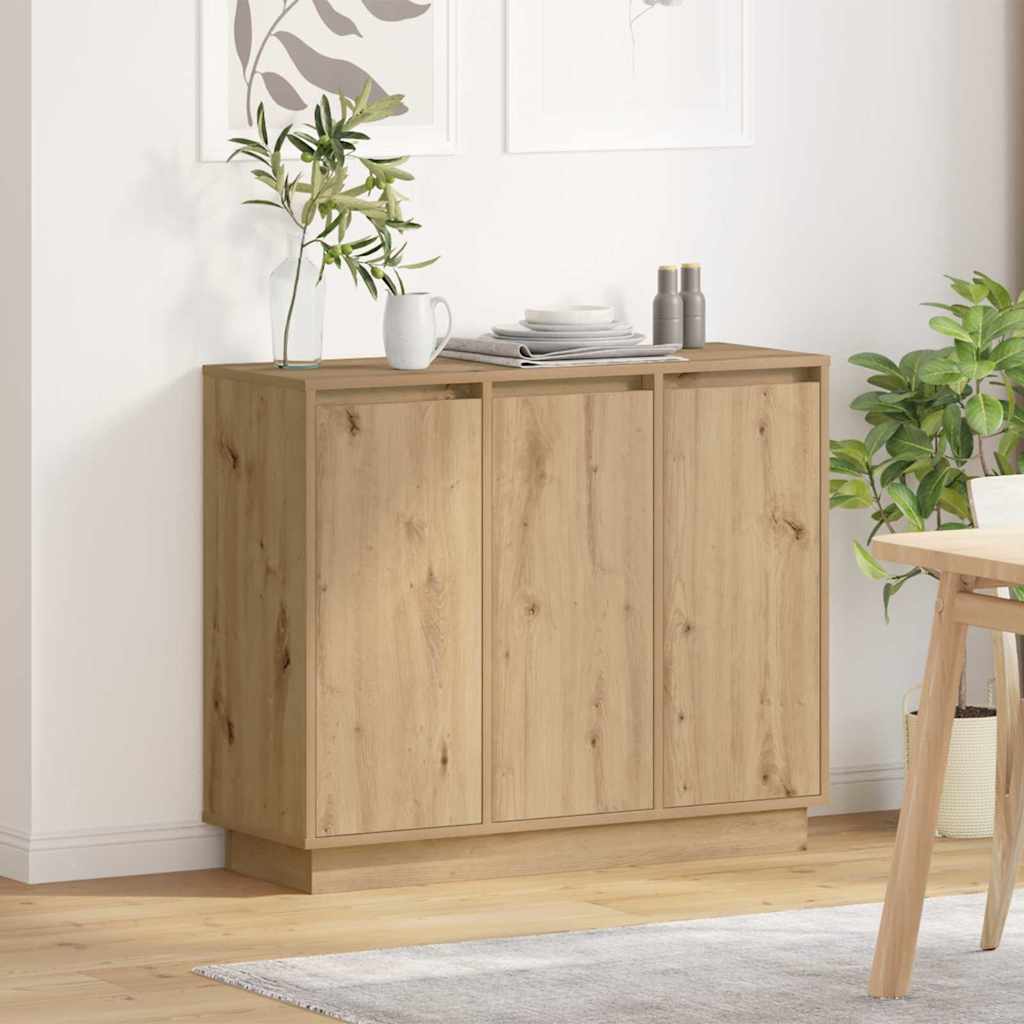 vidaXL LED Dressoir Wit 90 x 32 x 75 cm Bewerkt hout