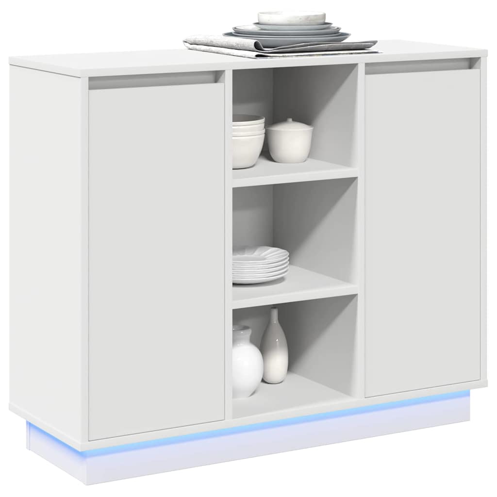vidaXL LED Dressoir Wit 90 x 32 x 75 cm Bewerkt hout
