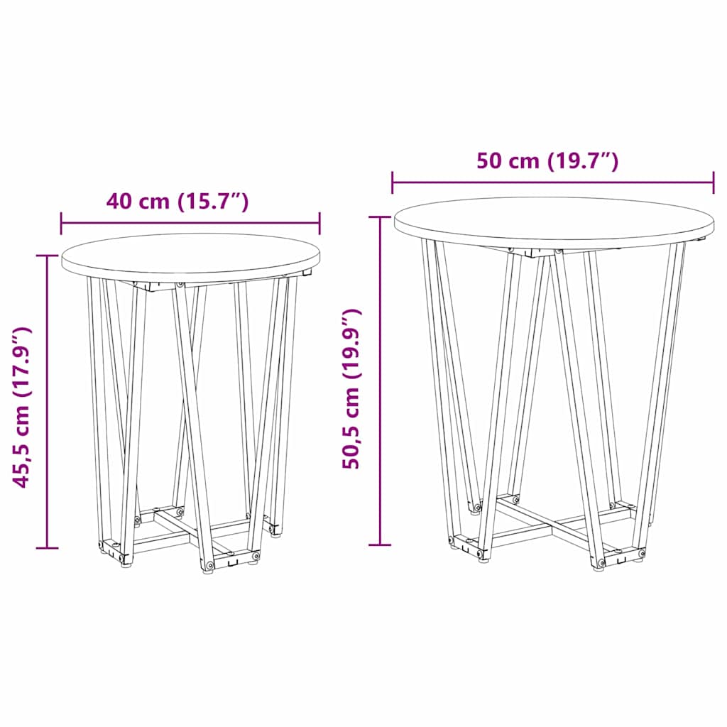 vidaXL Side Table Set 2 pcs Black Oak