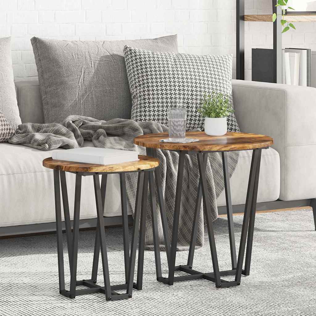 vidaXL Side Table Set 2 pcs Black Oak
