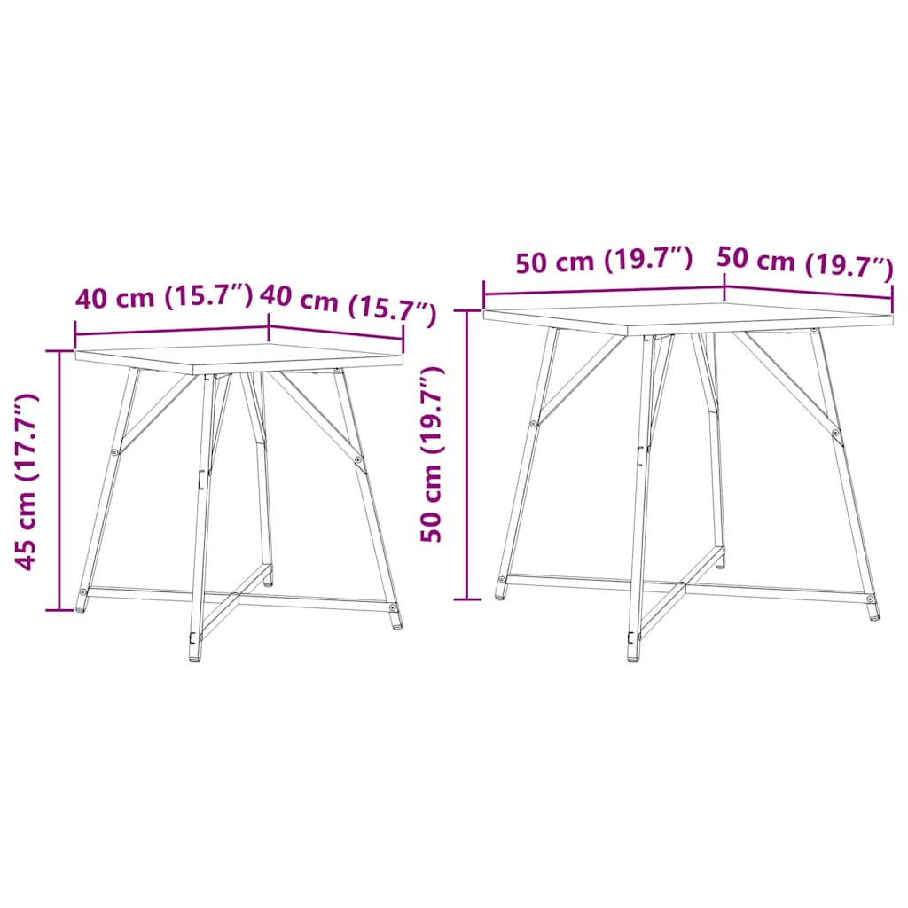 vidaXL Bijzettafelset 2 pcs Zwart Eiken