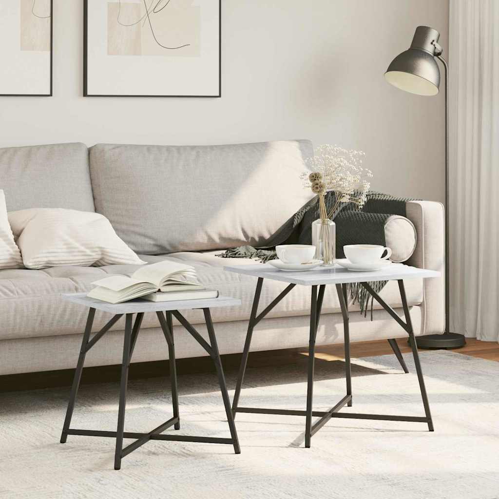 vidaXL Bijzettafelset 2 pcs Zwart Eiken