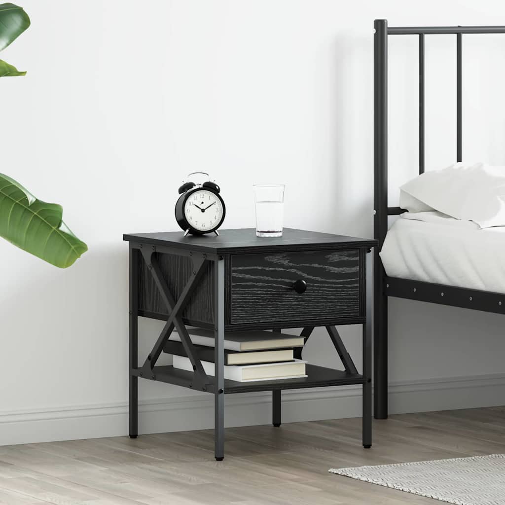 vidaXL Bedside cabinet 40x42x45 cm engineered wood black
