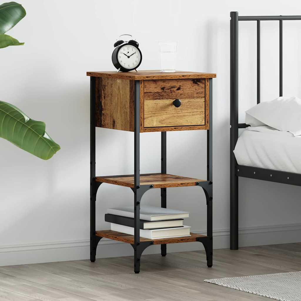 vidaXL Nachtkastjes 2 st 34x36x70 cm bewerkt hout zwart