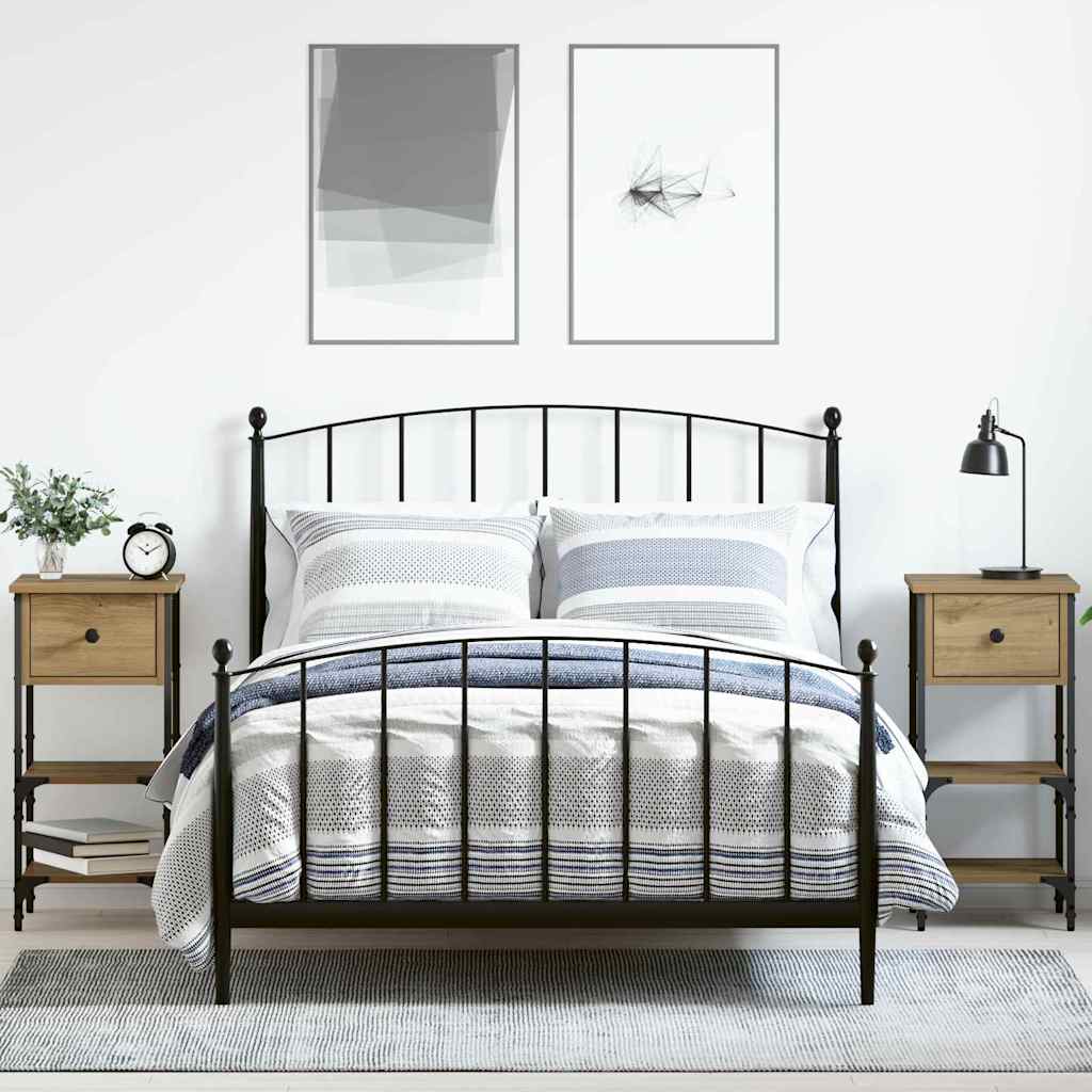vidaXL Nachtkastjes 2 st 34x36x70 cm bewerkt hout zwart