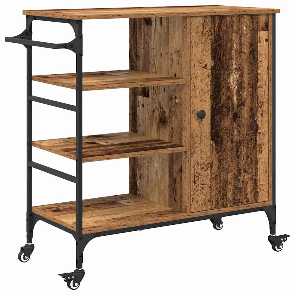 vidaXL Keukentrolley 87,5x38,5x84,5 cm bewerkt hout zwart