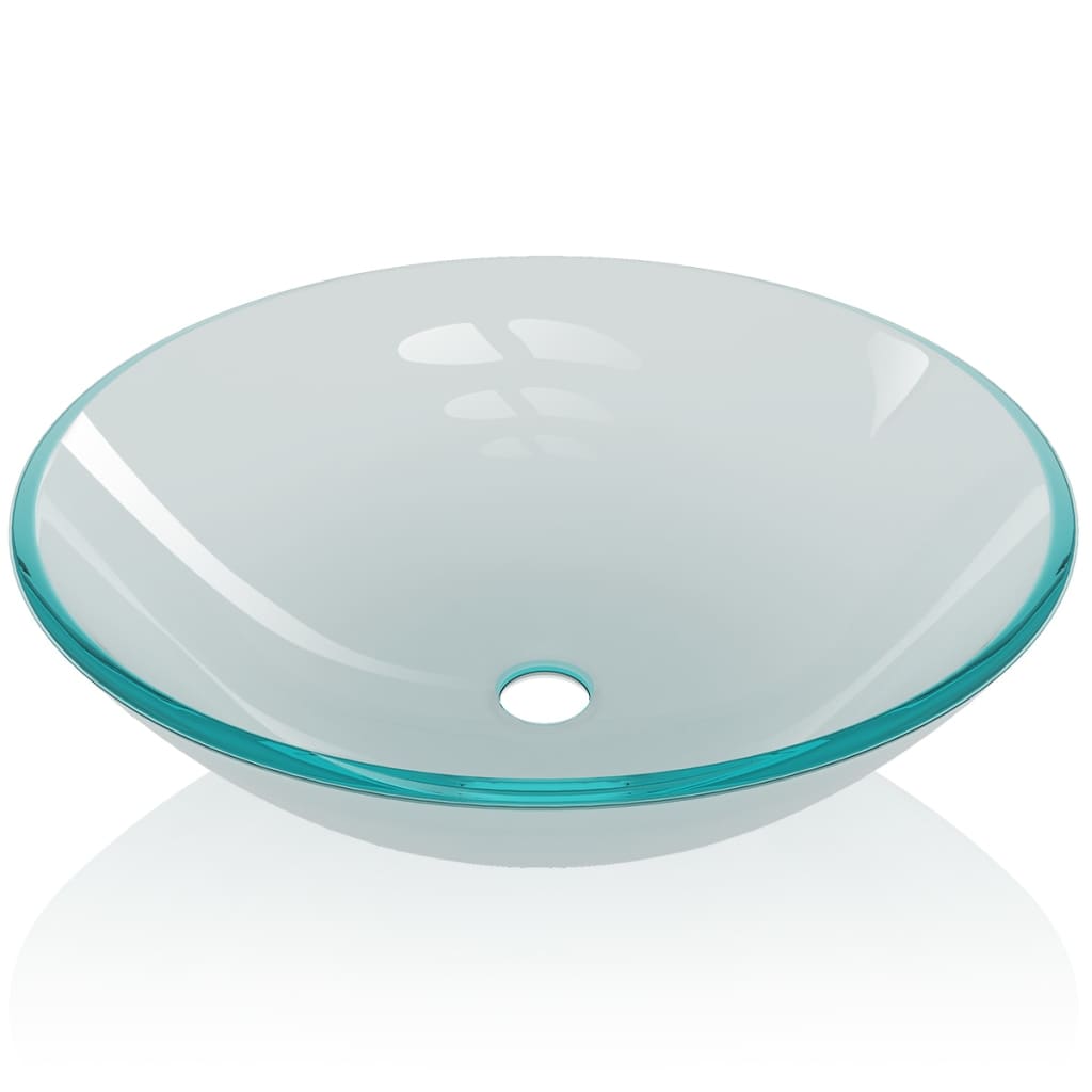 vidaXL Tempered Glass Wash Basin 42 cm Transparent