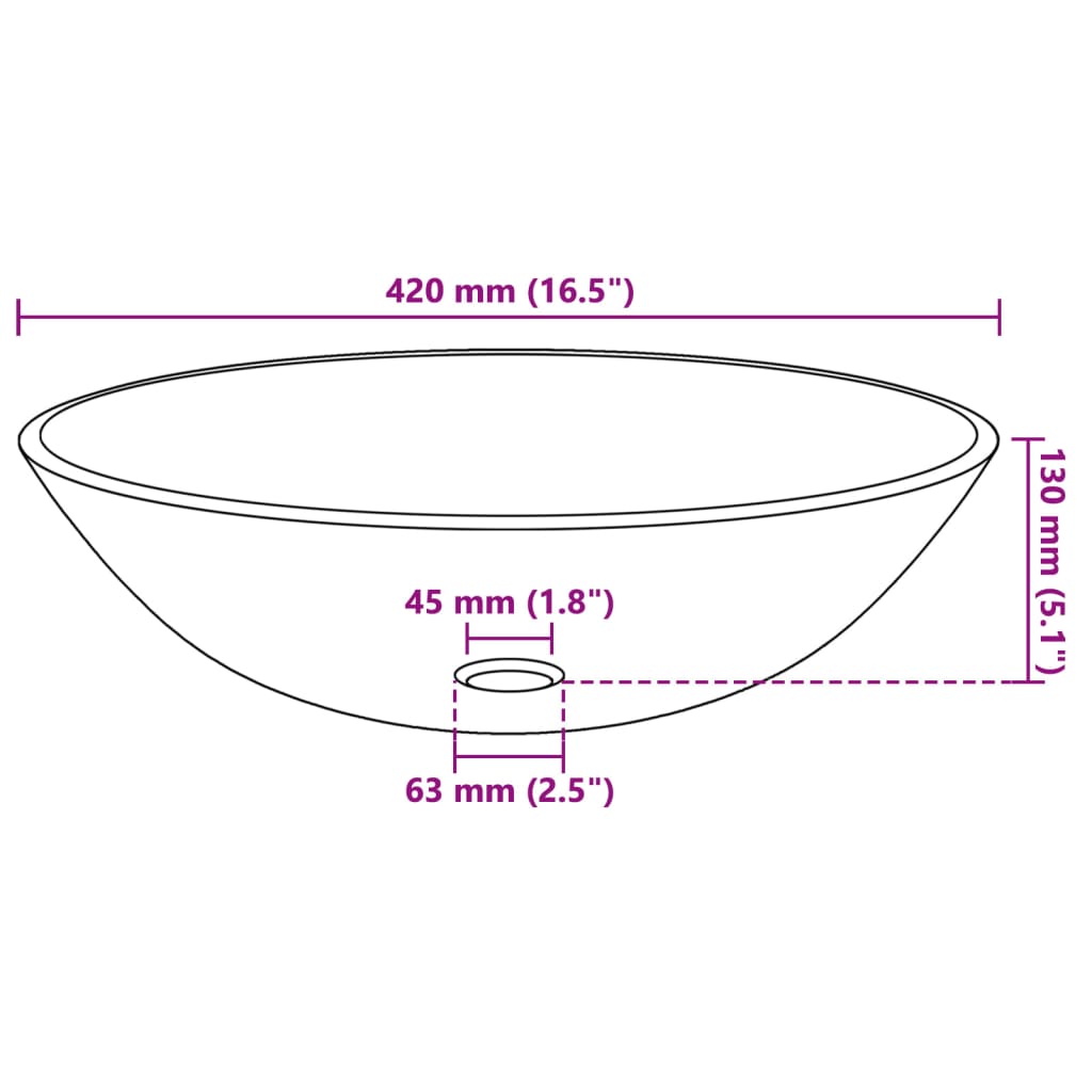 vidaXL Tempered Glass Wash Basin 42 cm Transparent