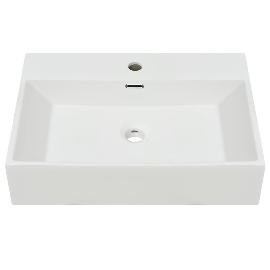 vidaXL Bathroom Sink with Faucet Hole White 51.5x38.5x15 cm Ceramic